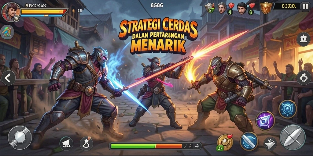 Screenshot menampilkan aksi pertempuran strategis dalam 8G8G.